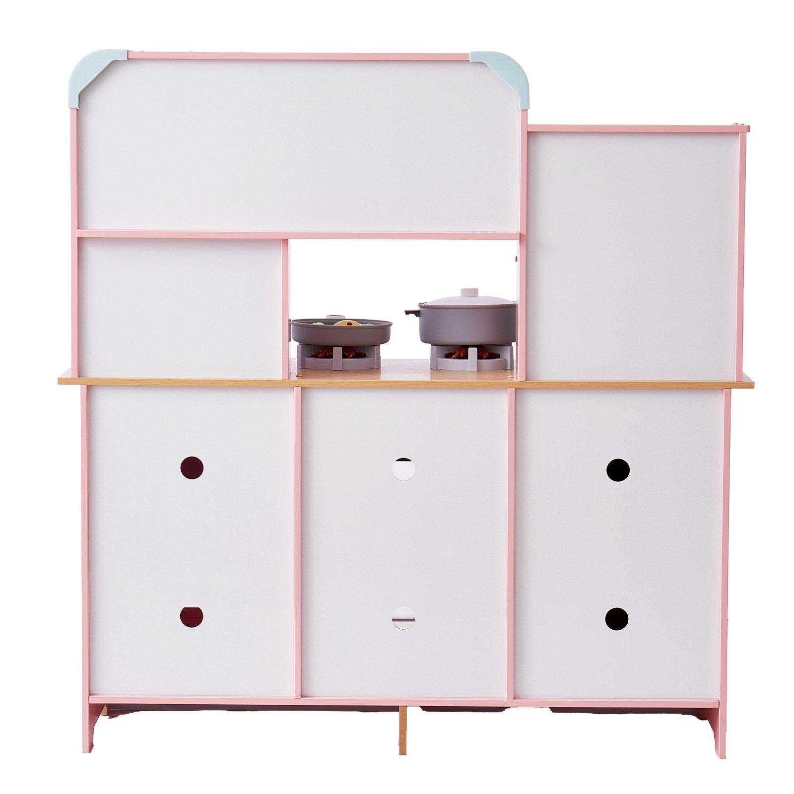 VEVOR Kitchen Playset Kids Pretend Cooking Play Toy 24 Piece Accessories Pink