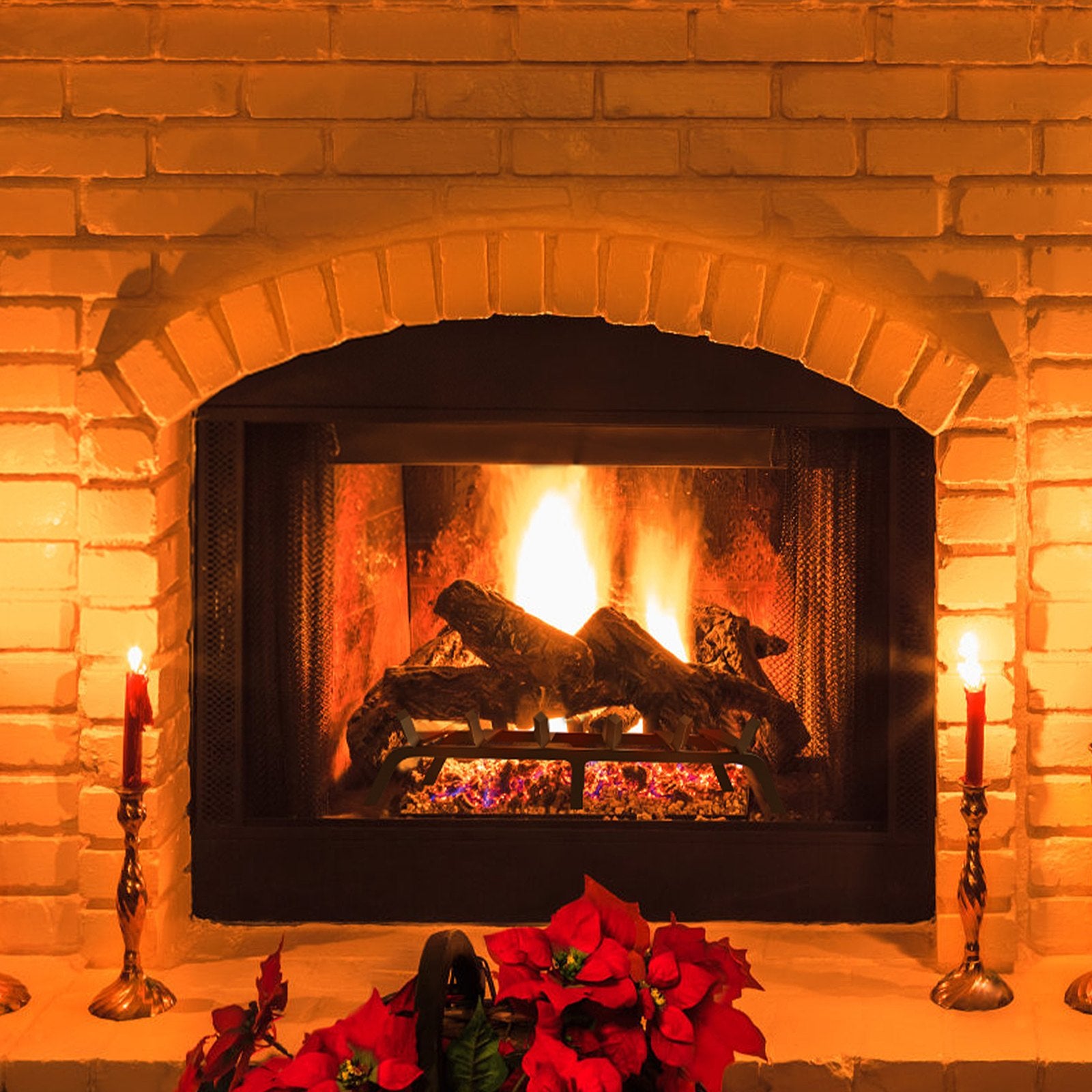 VEVOR Fireplace Log Grate, 685.8mm Heavy Duty Fireplace Grate with 6 Support Legs, 19.05mm Solid Powder-coated Steel Bars, Log Firewood Burning Rack Holder for Indoor and Outdoor Fireplace