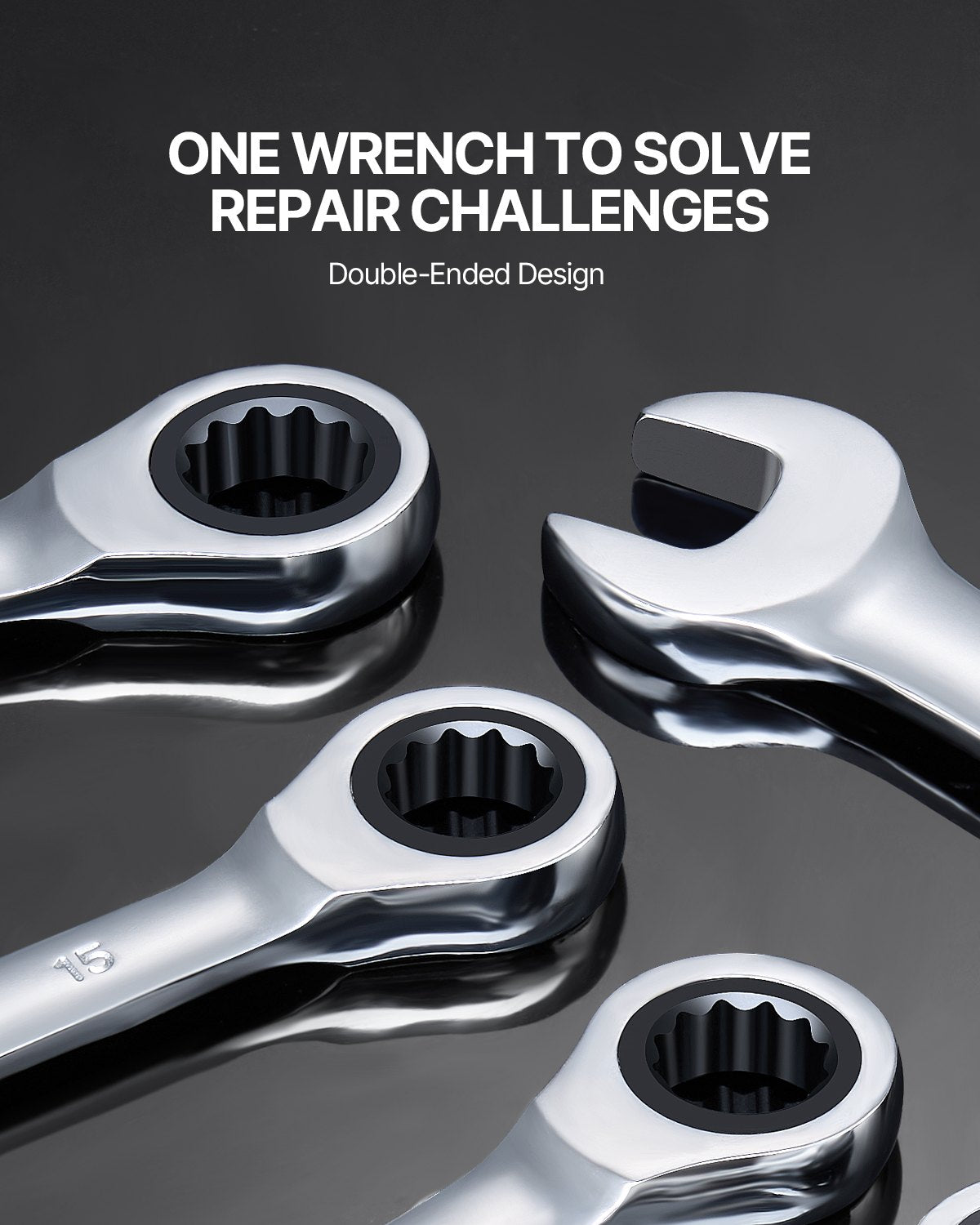 VEVOR Combination Wrench Set 8-Piece Metric 8 mm to 19 mm with Organizer Rack