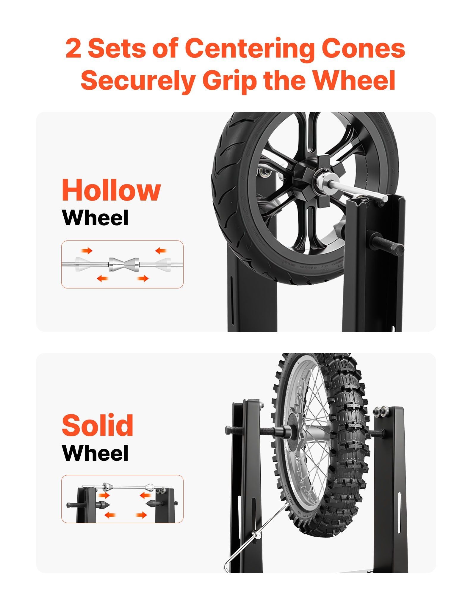 Motorcycle Wheel Balancer, 40 kg Capacity, Tire Balancer & Truing Stand with Adjustable Centering Cones and Truing Pointer, Balancing Tools for Most Motorcycles & Bicycles, 889 mm Wheel Dia