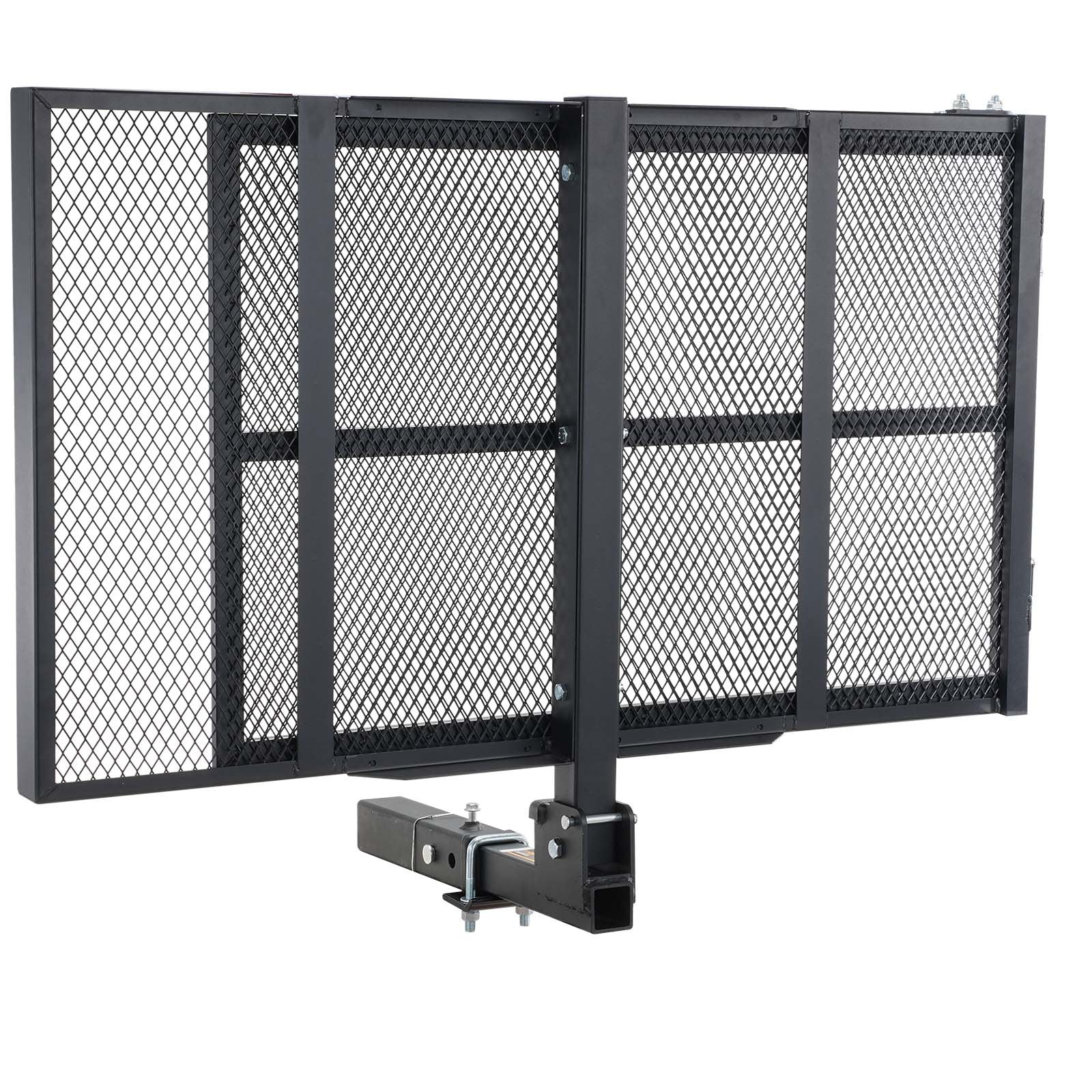 VEVOR Hitch Mount Wheelchair Carrier 45.3" x 25.6", 500LBS Mobility Scooter Carrier with Folding Ramp, Iron Trailer Hitch Rack Basket with Stabilizer, Straps, Fit 2" Hitch Receiver for SUV Van Car