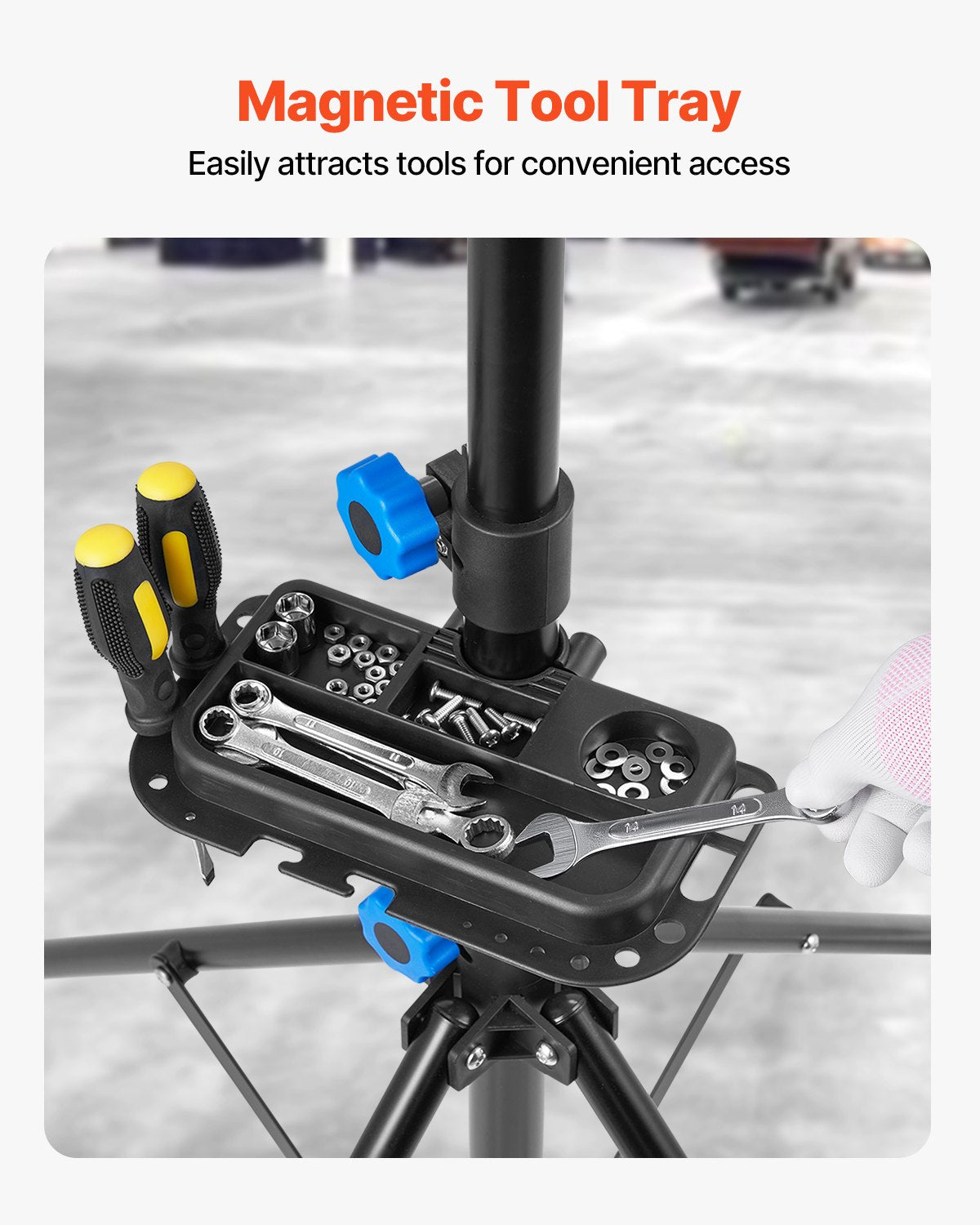 VEVOR Bike Repair Stand, 29.9 kg Heavy-duty Bicycle Work Stand with 835-1440 mm Adjustable Height & Magnetic Tool Tray, Foldable Bicycle Maintenance Rack, Shop Home Mechanics for Mountain & Road Bike