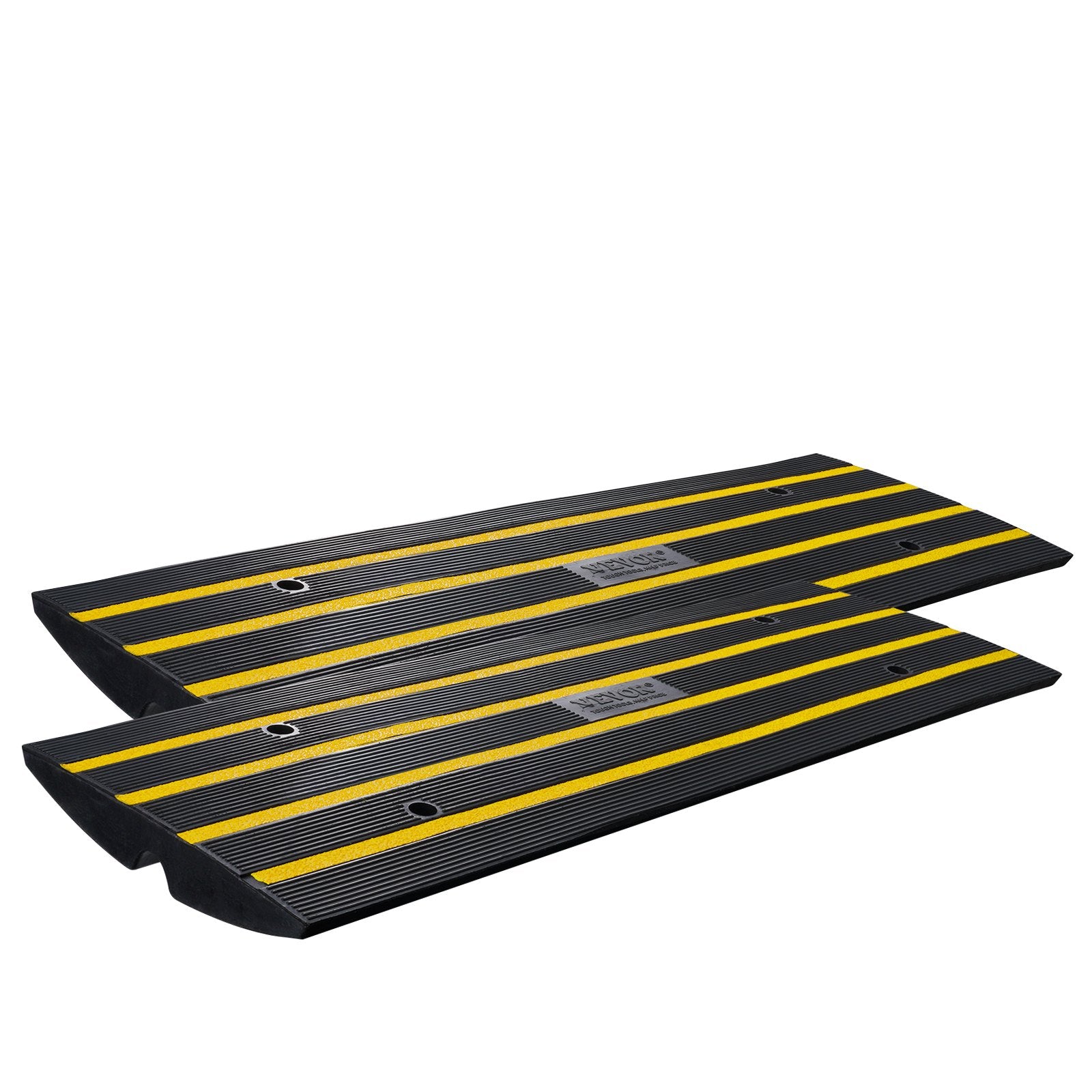 VEVOR Curb Ramp, 2 Pack, 6.5 cm Rise, Rubber Driveway Ramps, Heavy Duty 15 tons Weight Capacity Threshold Ramp, Curbside Bridge Ramps for Loading Dock Garage Sidewalk, Expandable Full Ramp Set