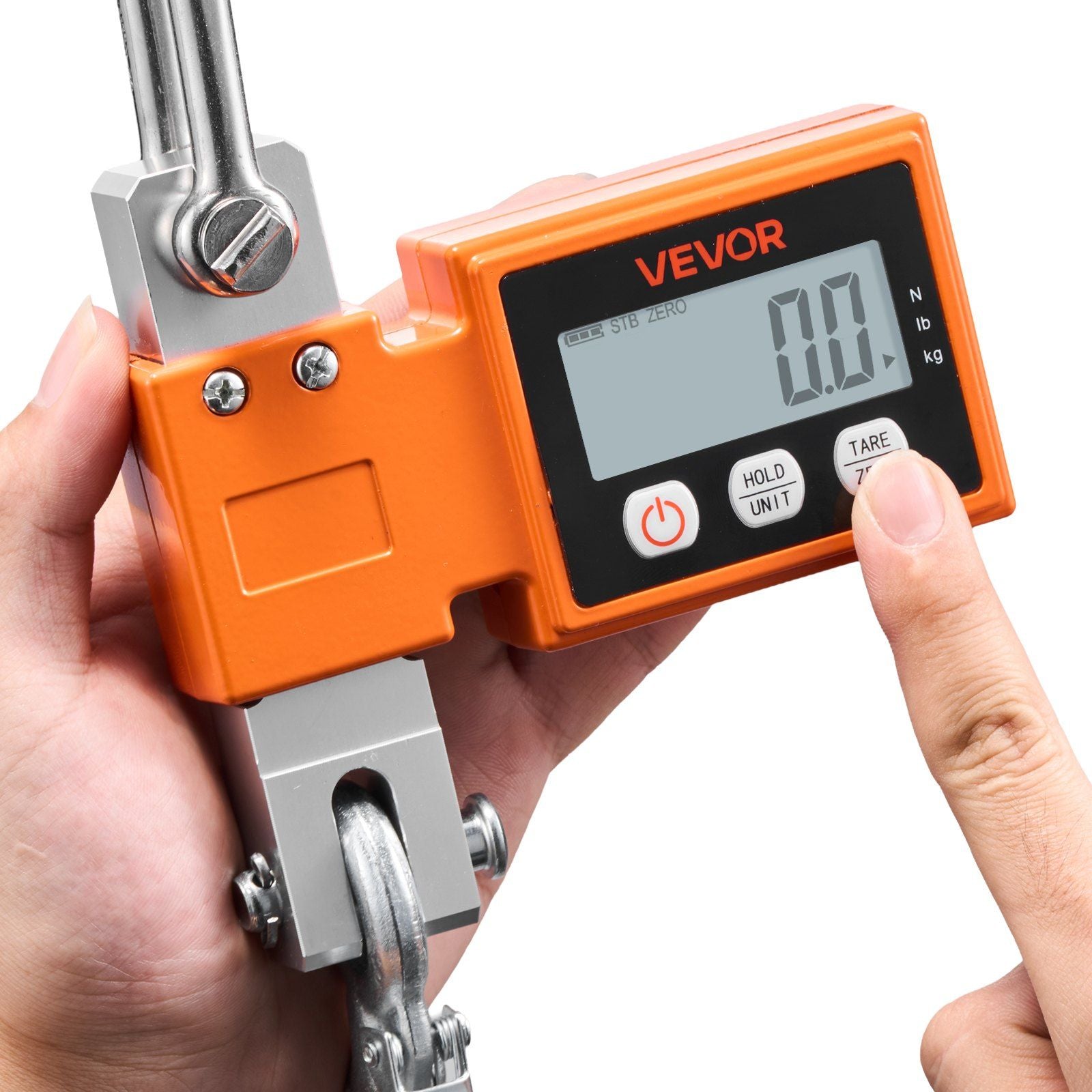 Digital Crane Scale, 1100 lbs/500 kg Max Capacity, Heavy Duty Industrial Hanging Scale with Cast Aluminum Case & LCD Display, 100 g Division & 3 Unit Switch, Auto-Off Setting for Garage