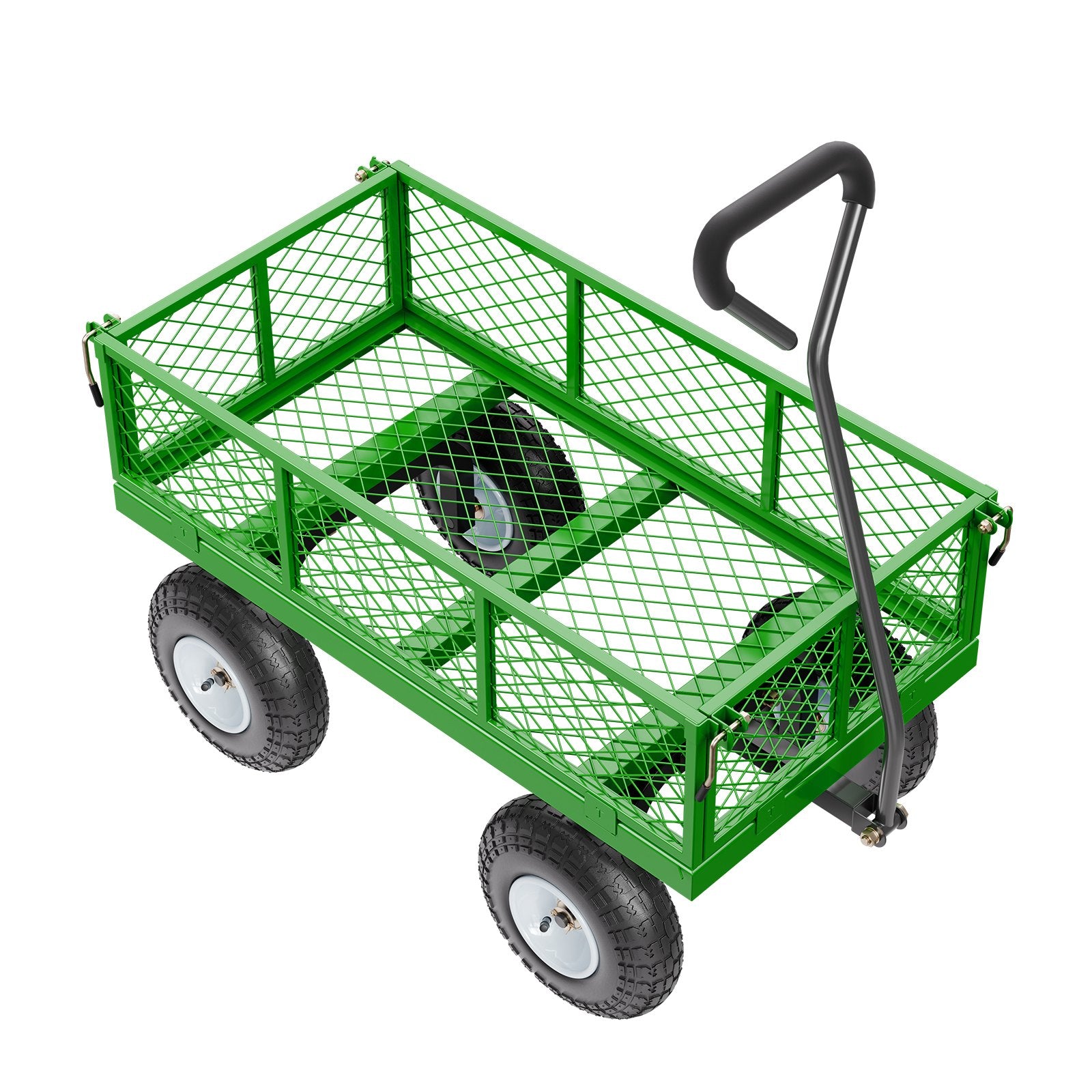 VEVOR 680 Lbs Steel Garden Cart on Wheels, Heavy Duty Garden Wagon Cart Pullable, Metal Outdoor Utility Yard Wagon Carts with 10" Tires, Mesh Removable Sides and 180°Rotating Handle
