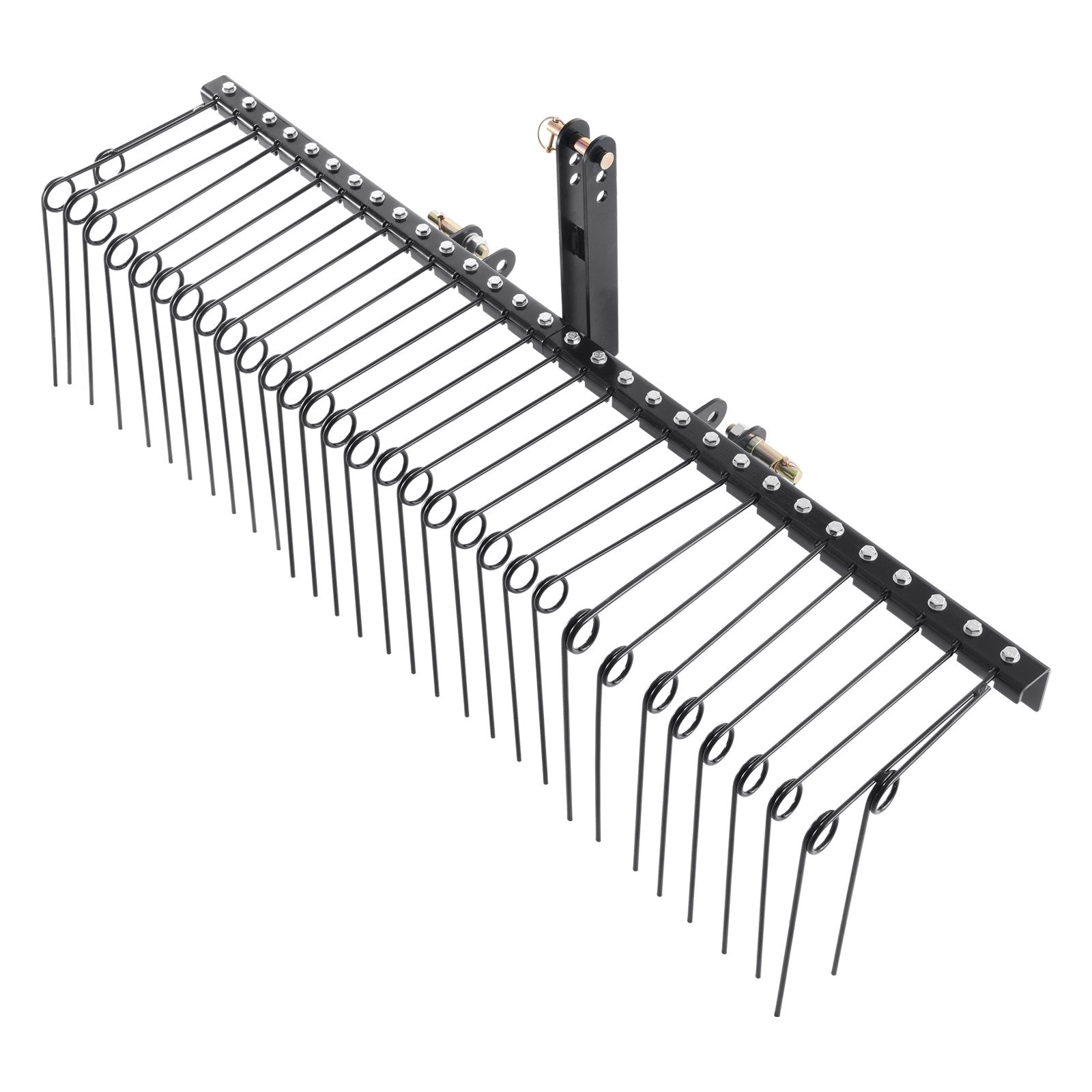 VEVOR Tow Behind Landscape Rake, 1.8m Tow Dethatcher with 32 Steel Tines, Lawn Dethatcher Rake Attaches to Category 1, 3 Point Hitch for Tractor, for Leaves, Pine Needles, Straw, and Grass