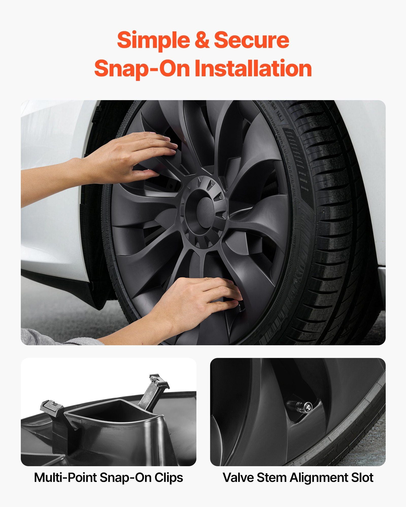 Hubcaps Wheel Covers for 2017-2023 Tesla Model 3, 18 Inch Set of 4 Wheel Rim Cover Hubcaps OEM Style Replacement, R18 Size Snap On Car Hub Caps, Premium 10-Spoke ABS Tire Rim Caps, Matte Black
