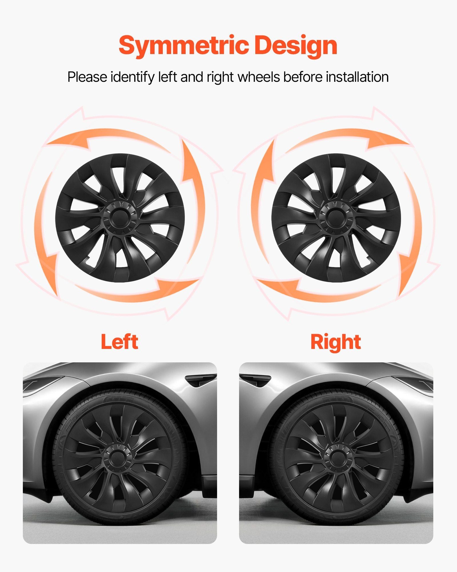 Hubcaps Wheel Covers for 2017-2023 Tesla Model 3, 18 Inch Set of 4 Wheel Rim Cover Hubcaps OEM Style Replacement, R18 Size Snap On Car Hub Caps, Premium 10-Spoke ABS Tire Rim Caps, Matte Black