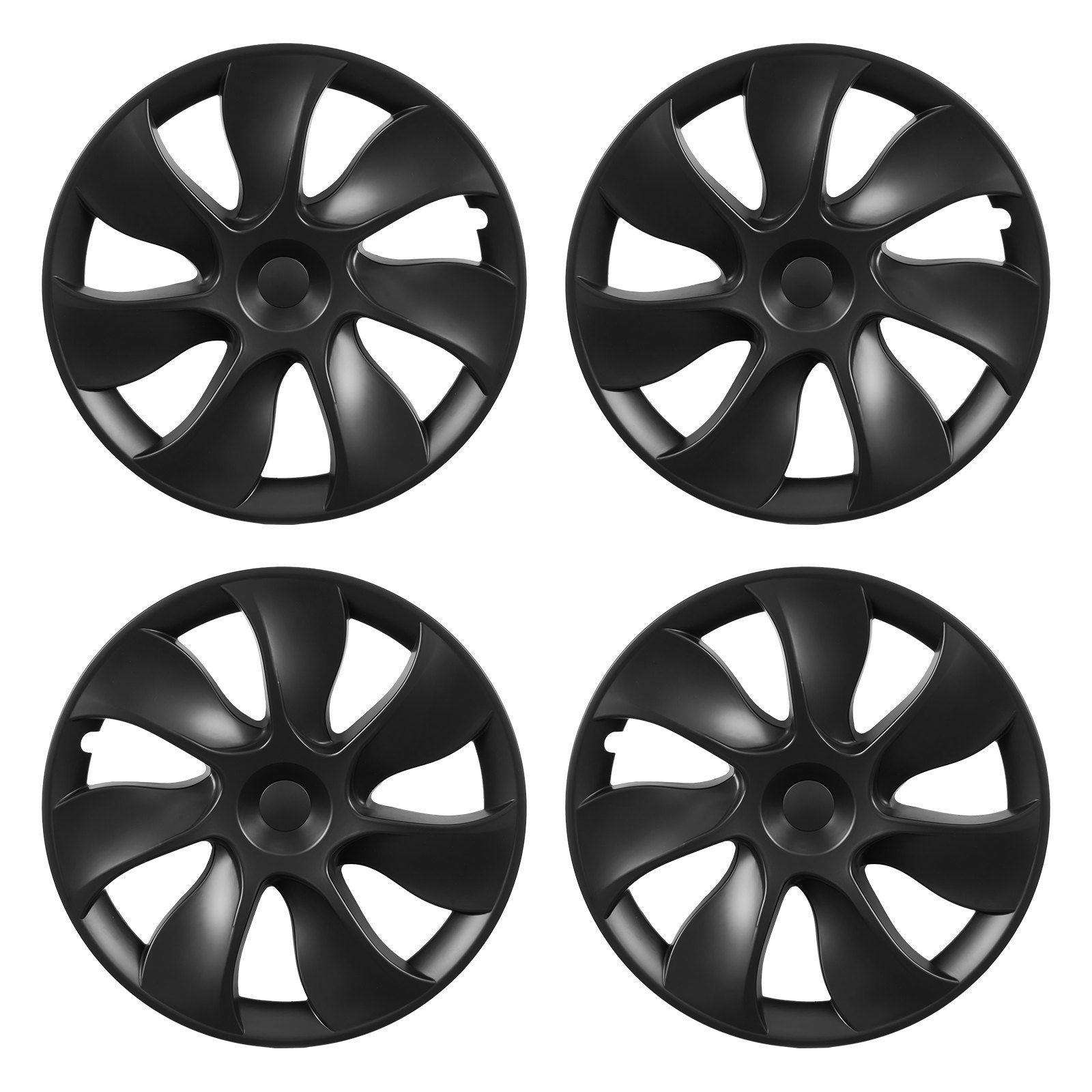Hubcaps Wheel Covers for 2021-2024 Tesla Model Y, 19 Inch Set of 4 Wheel Rim Cover Hubcaps OEM Style Replacement, R19 Size Snap On Car Hub Caps, Premium 7-Spoke ABS Tire Rim Caps, Matte Black