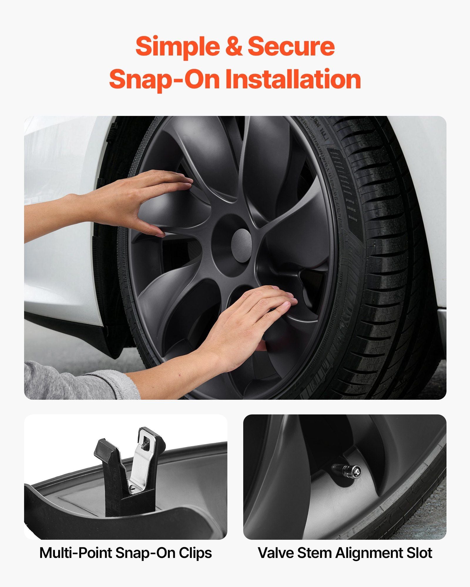 Hubcaps Wheel Covers for 2021-2024 Tesla Model Y, 19 Inch Set of 4 Wheel Rim Cover Hubcaps OEM Style Replacement, R19 Size Snap On Car Hub Caps, Premium 7-Spoke ABS Tire Rim Caps, Matte Black