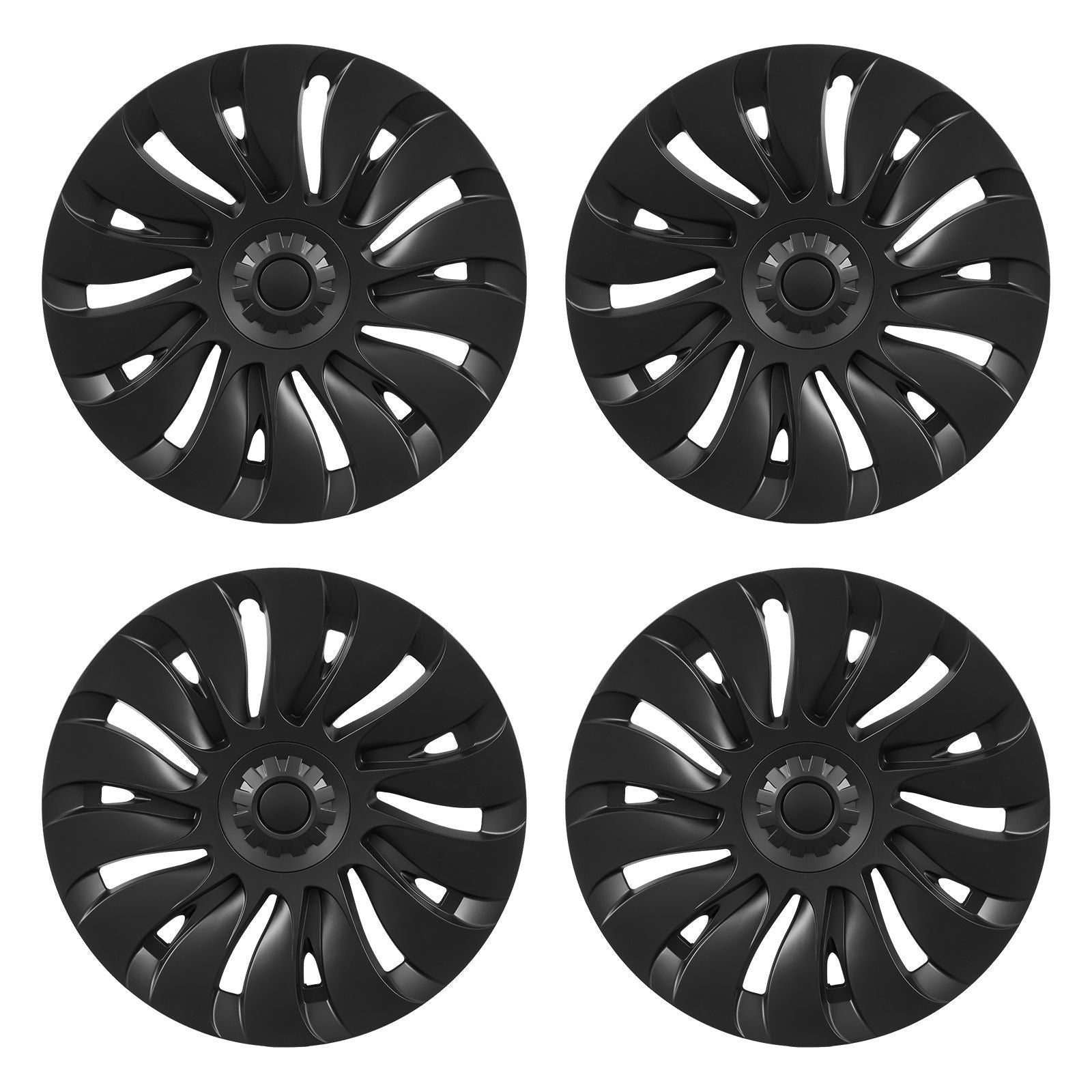 Hubcaps Wheel Covers for 2021-2024 Tesla Model Y, 19 Inch Set of 4 Wheel Rim Cover Hubcaps OEM Style Replacement, R19 Size Snap On Car Hub Caps, Premium 14-Spoke ABS Tire Rim Caps, Matte Black