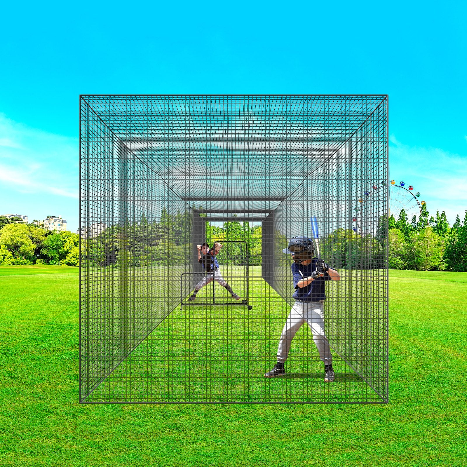VEVOR Baseball Batting Netting, Professional Softball Baseball Batting Hitting Training Net, Practice Portable Pitching Cage Net with Door & Carry Bag, Heavy Duty Enclosed PE Netting,1676CM (NET ONLY)