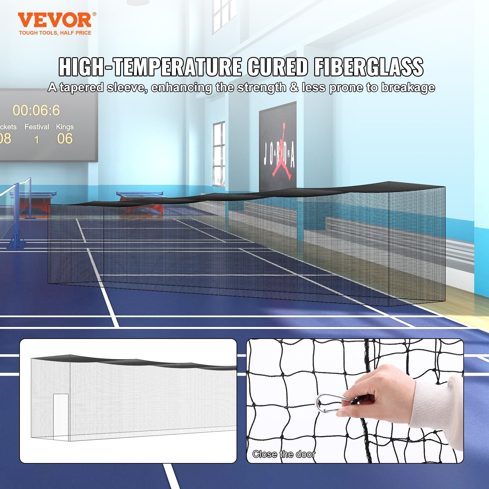 VEVOR Baseball Batting Netting, Professional Softball Baseball Batting Hitting Training Net, Practice Portable Pitching Cage Net with Door & Carry Bag, Heavy Duty Enclosed PE Netting,2133CM (NET ONLY)
