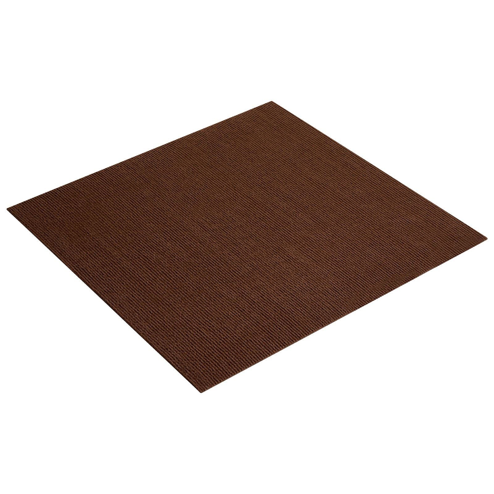 Carpet Tiles 610x610 mm, 20 PCS Peel and Stick Carpet Square Rug, Self Adhesive Commercial Floor Soft Padded for Seamless Cover 7.4㎡, Easy DIY Replacement for Living Room Office, Dark Brown