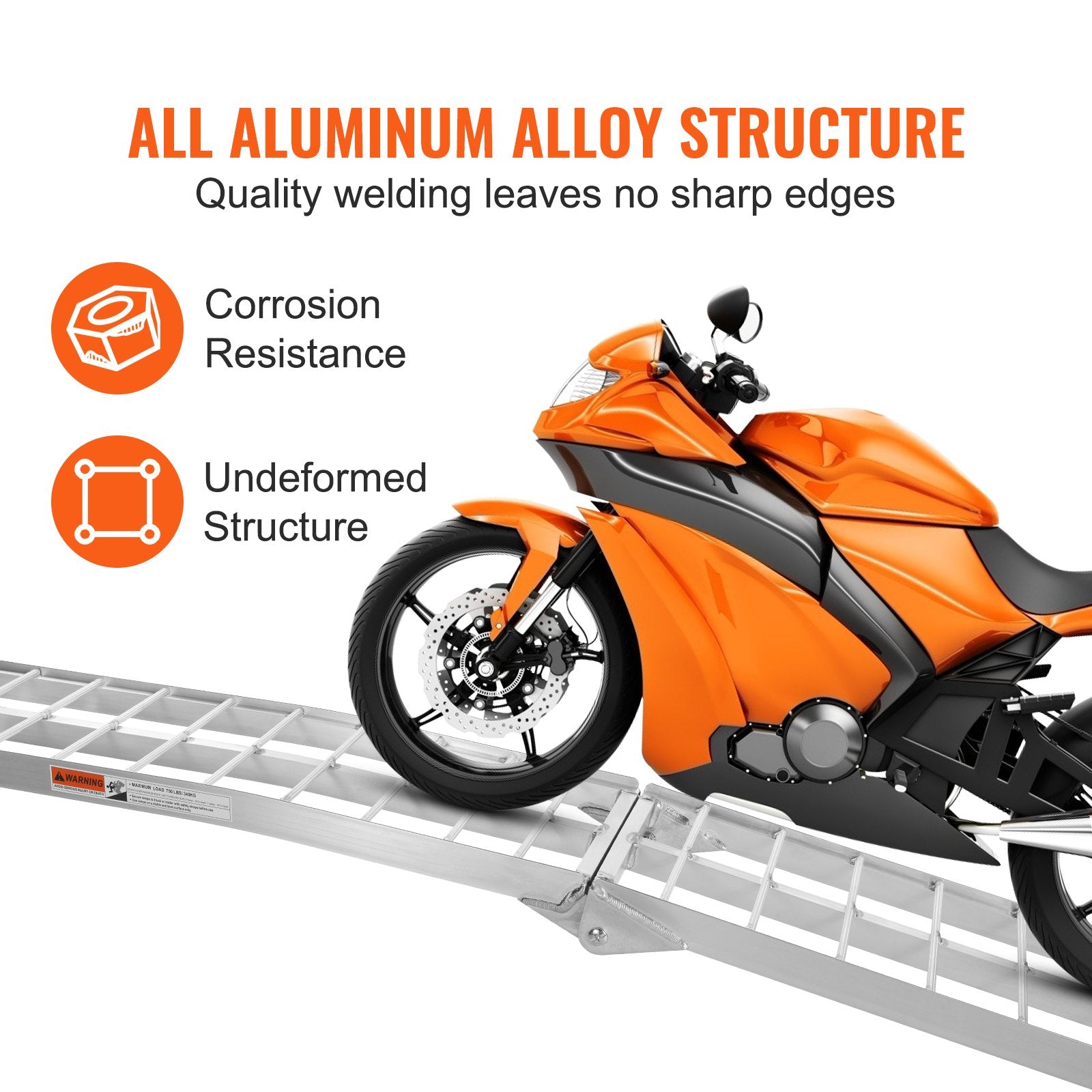 VEVOR Aluminum Ramp 750 LBS Foldable Loading Ramps for Pickup Trucks Bed 1 Piece