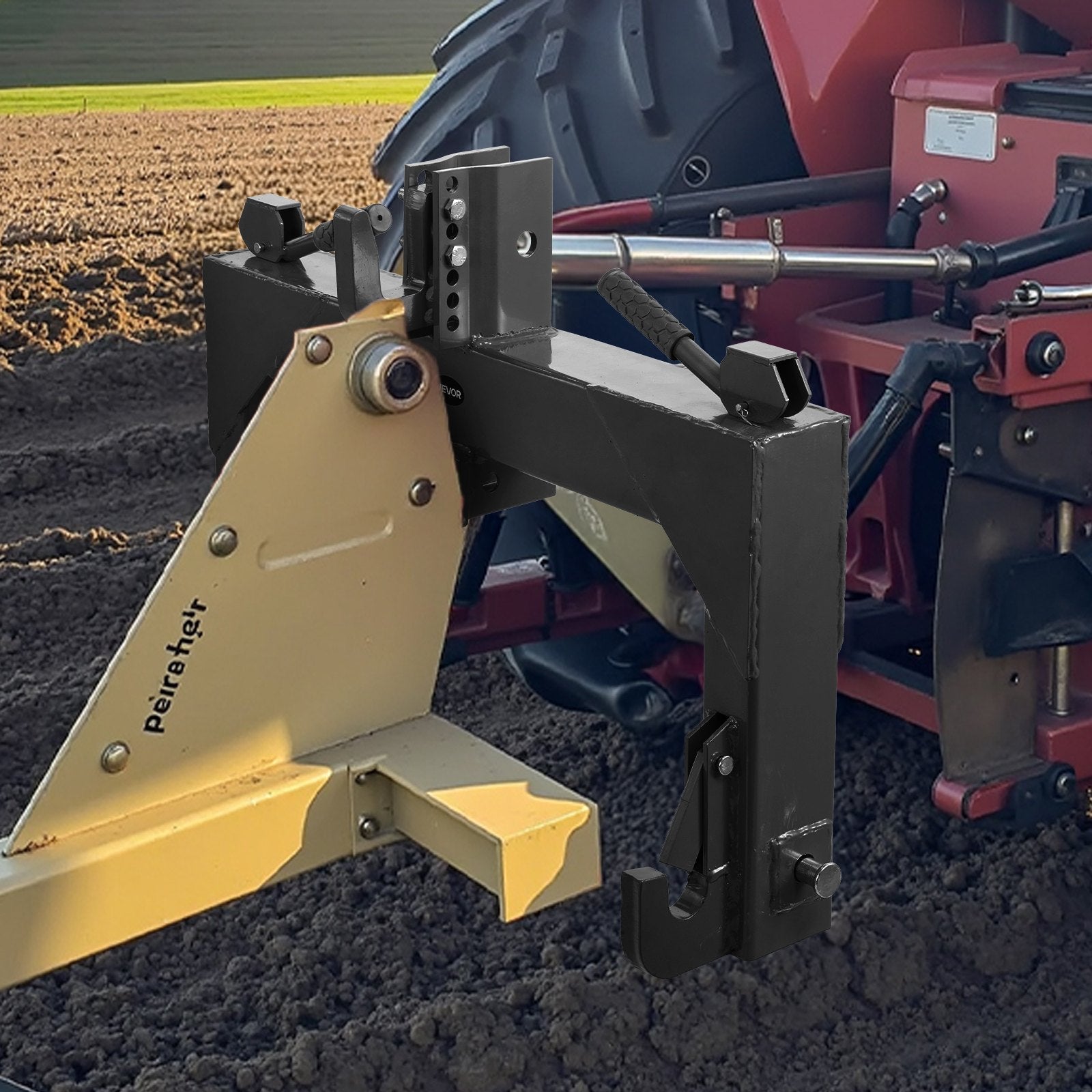 VEVOR 3-Point Quick Hitch with 2 in Receiver, 3000 Lbs Lift Capacity, 3-Pt Hitch with 5 Level Adjustable Bolt, Adaptation to Category 1 & 2 Tractor, Heavy Duty 3 Point Attachments, Black