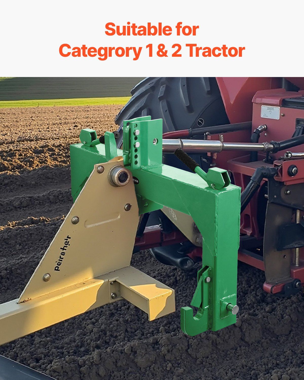 3-Point Quick Hitch with 2 in Receiver, 3000 Lbs Lift Capacity, 3-Pt Hitch with 5 Level Adjustable Bolt, Adaptation to Category 1 & 2 Tractor, Heavy Duty 3 Point Attachments, Green