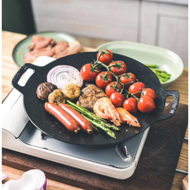 Nonstick Barbecue Grill Pan Sturdy Cast Iron Griddle - 34CM