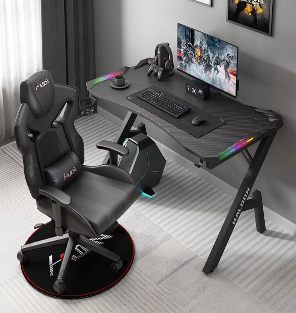 Gaming Desk with LED Lights Computer Desk K Shaped Desk - 140 x 60