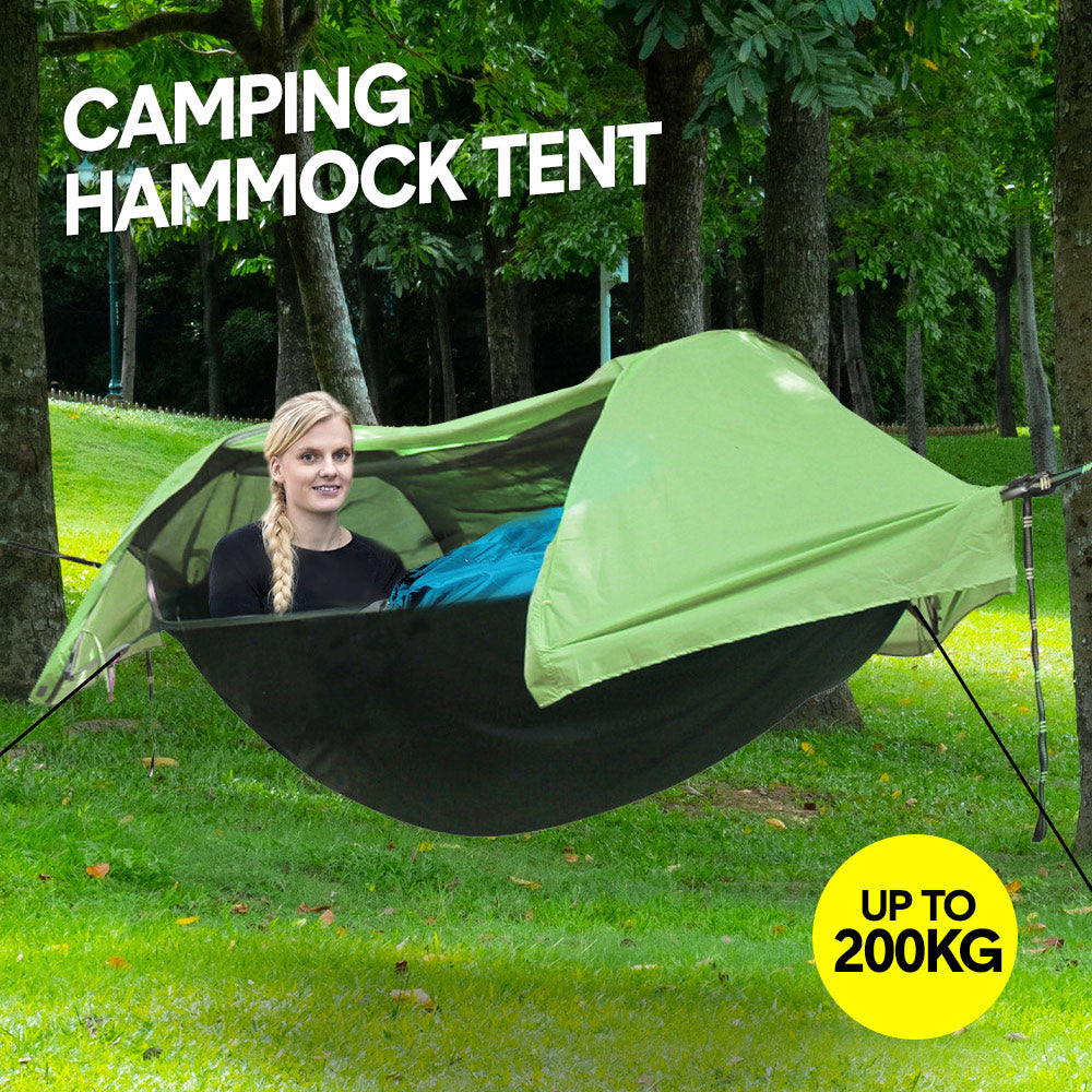 Hammock Tent Outdoor Double Portable Multi-Functional Waterproof Hammock Parachute Camping Hanging Bed 270x140cm with Anti Mosquito Net and Storage Bag
