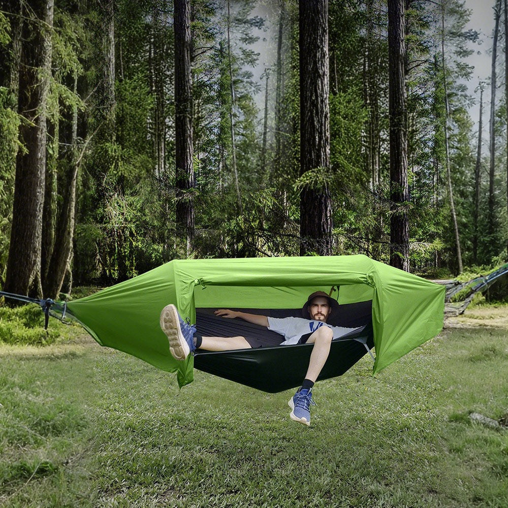 Hammock Tent Outdoor Double Portable Multi-Functional Waterproof Hammock Parachute Camping Hanging Bed 270x140cm with Anti Mosquito Net and Storage Bag