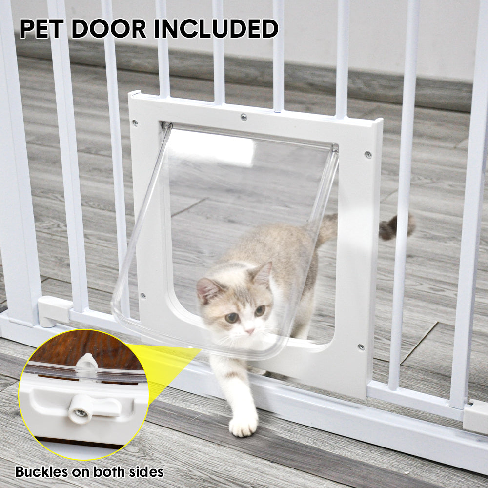 Alston 76cm Tall Baby Pet Security Gate Safety Adjustable Width with Cat Door for House Doorways Stairs Guard Extension Part Width 12cm/24cm Wall Mount