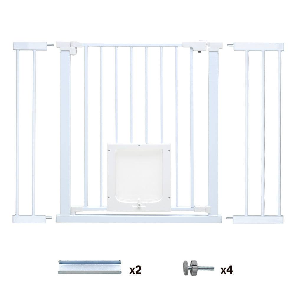 Alston 76cm Tall Baby Pet Security Gate Safety Adjustable Width with Cat Door for House Doorways Stairs Guard Extension Part Width 12cm/24cm Wall Mount