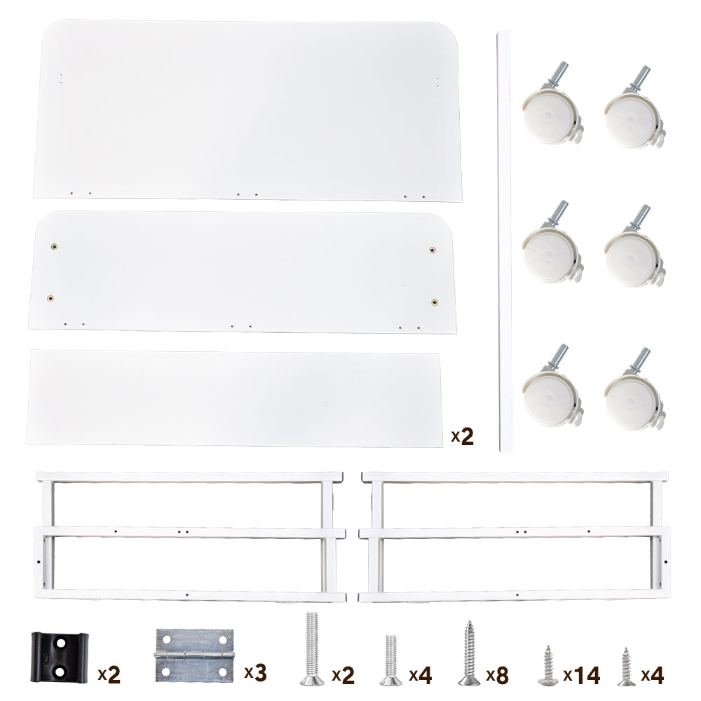 Compat Foldable Desk Rolling Study Desk Small Computer Desk with Wheels and Storage Shelf for Small Spaces Study Home Office Dorm Easy Assembly White