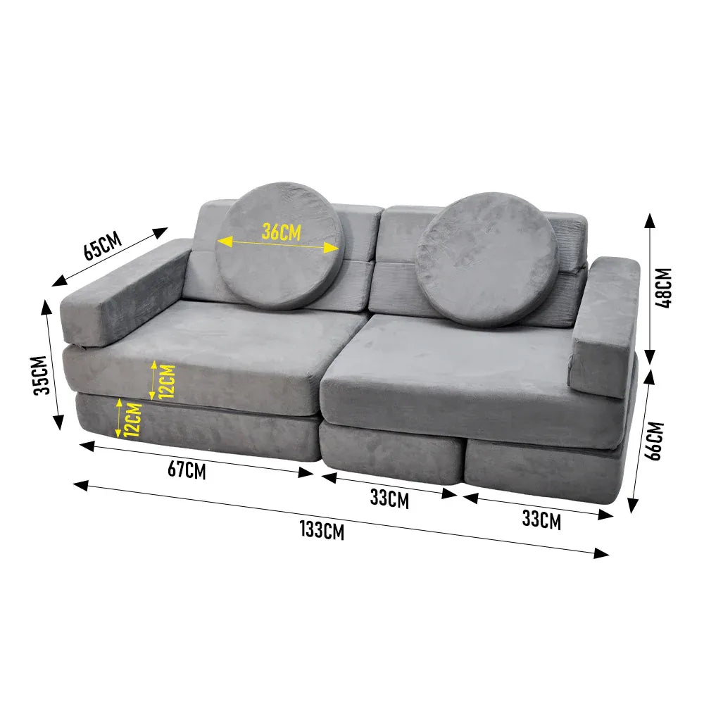 17Pcs Modular Kids Play Sofa Toddler Couch High Density Foam Play Block with Washable Cover Creative Fort Building Playset for Bedroom Playroom Living Room