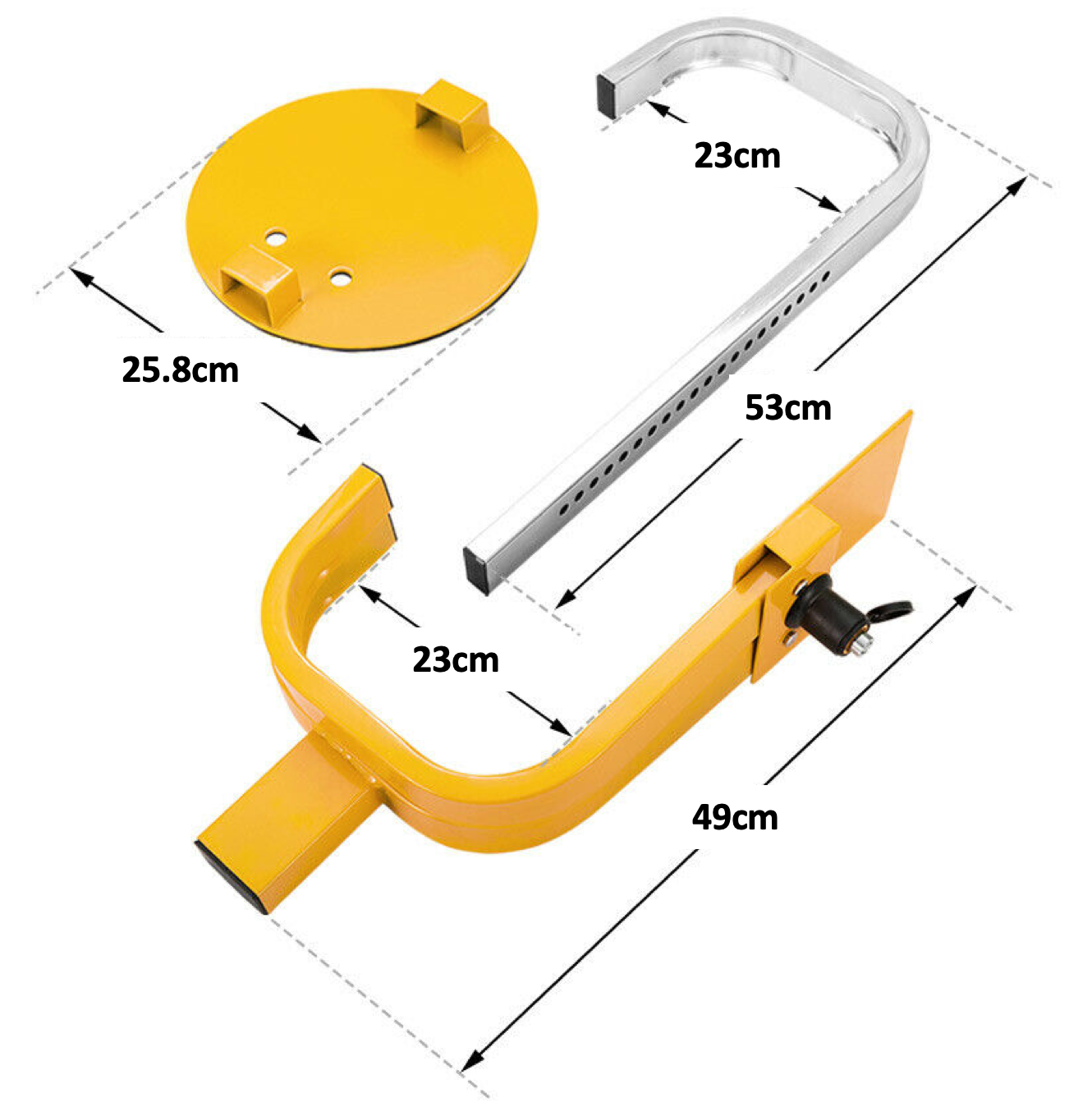 Wheel Clamp Defender Tyre Lock Adjustable for 13'' 14'' 15'' Truck SUV Trailer Caravan 195mm-230mm Heavy Duty with 2 Keys Anti Theft 1 Year Warranty