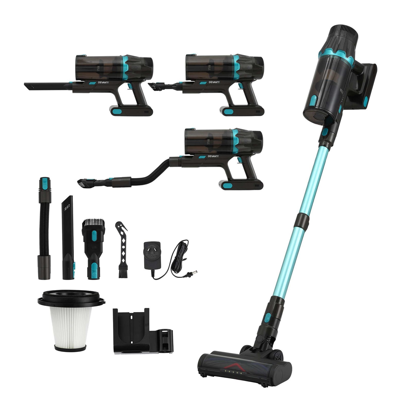 DEVANTI 30000Pa Cordless Stick Vacuum Cleaner 4-in-1 Handheld Vac, Green