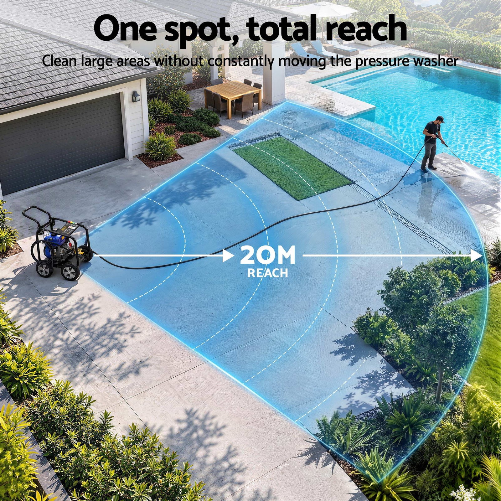 Giantz Petrol High Pressure Washer 3000PSI 7HP 4 Stroke Cleaner Commercial Blue