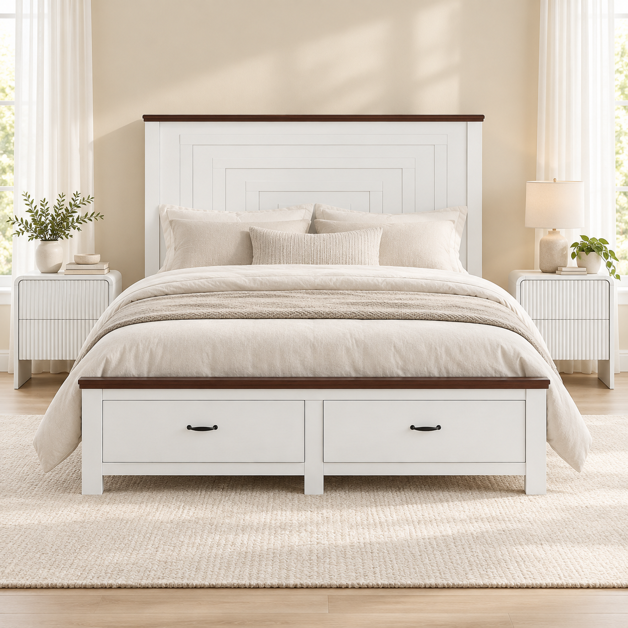 Artiss Queen Wooden Bed Frame and 2 Bedside Table Bedroom Furniture Set