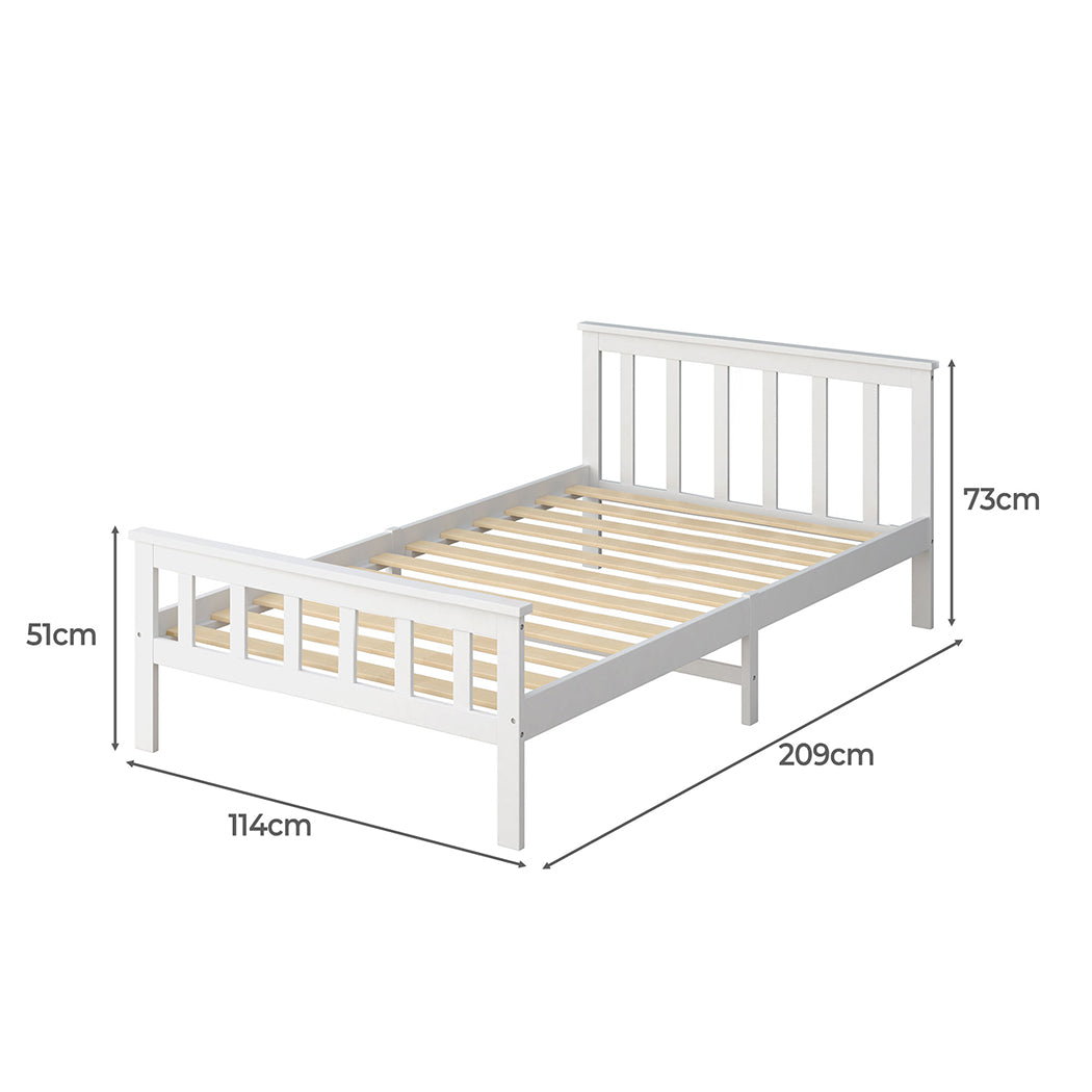 Levede Wooden Bed Frame King Single White-1910113206249066498
