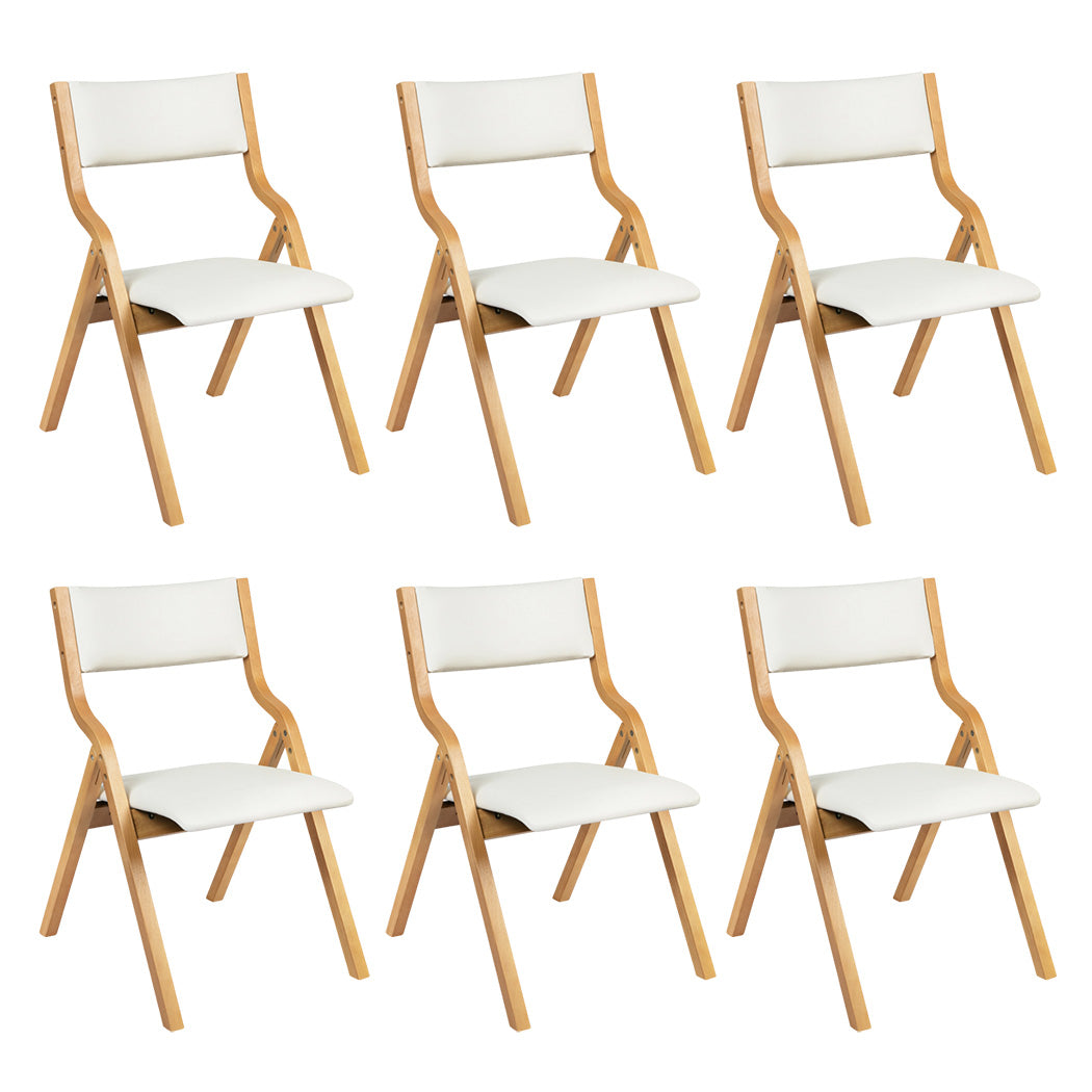 Levede 6x Dining Chairs Foldable PU Beige-1973193562451480576