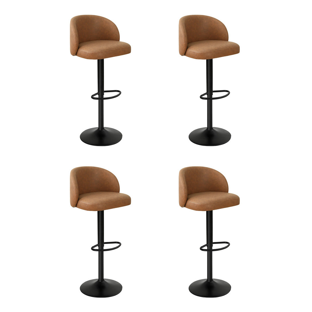 Levede 4x Bar Stool Swivel Gas Lift PU Leather Brown-1973193552427094016