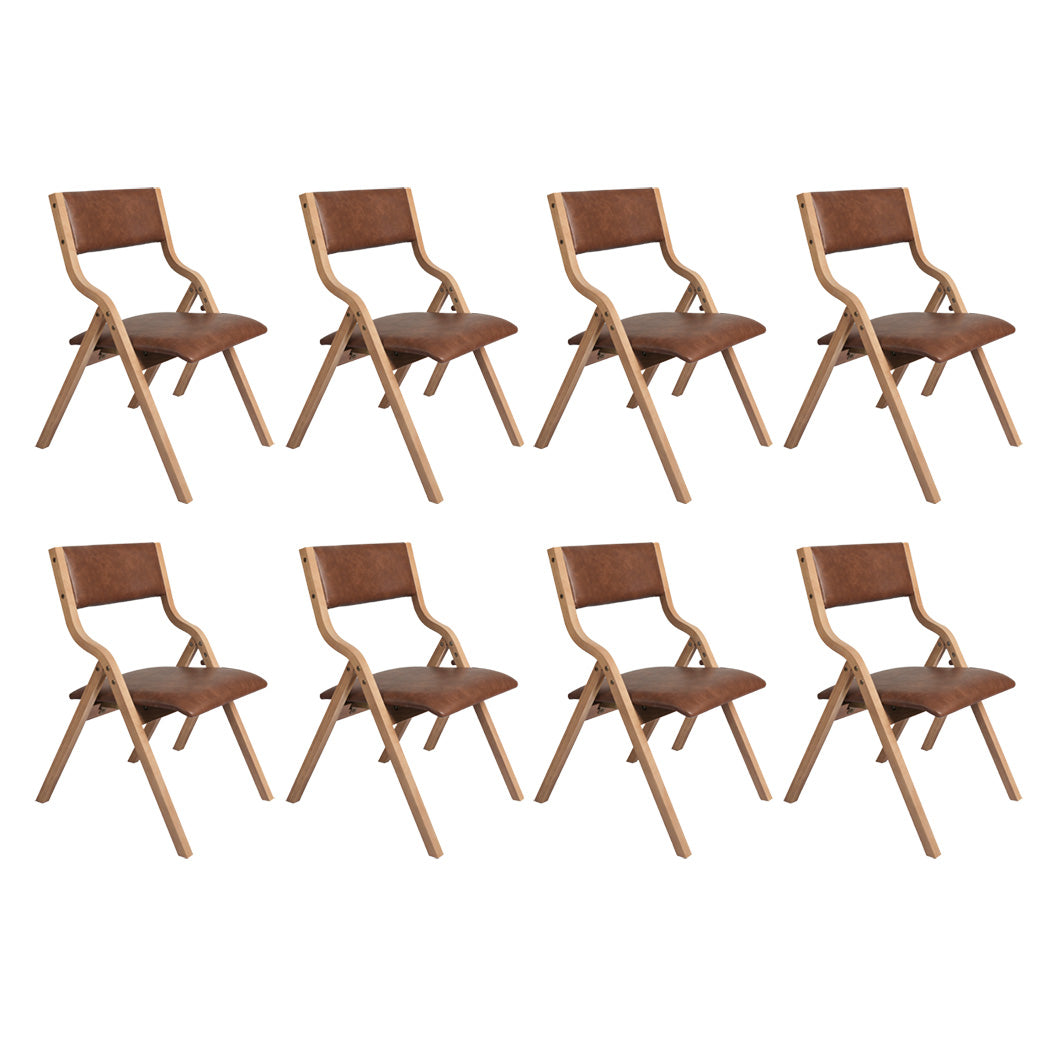 Levede 8x Dining Chairs Foldable PU Tan-1973193563210649600