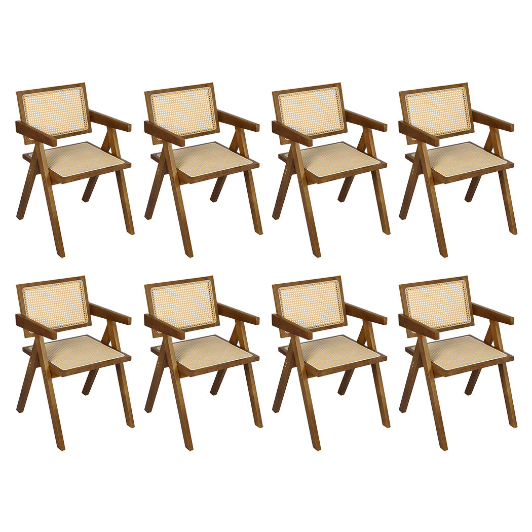 Levede 8x Walnut Wicker Armchair Dining Chair-1973193565890809856