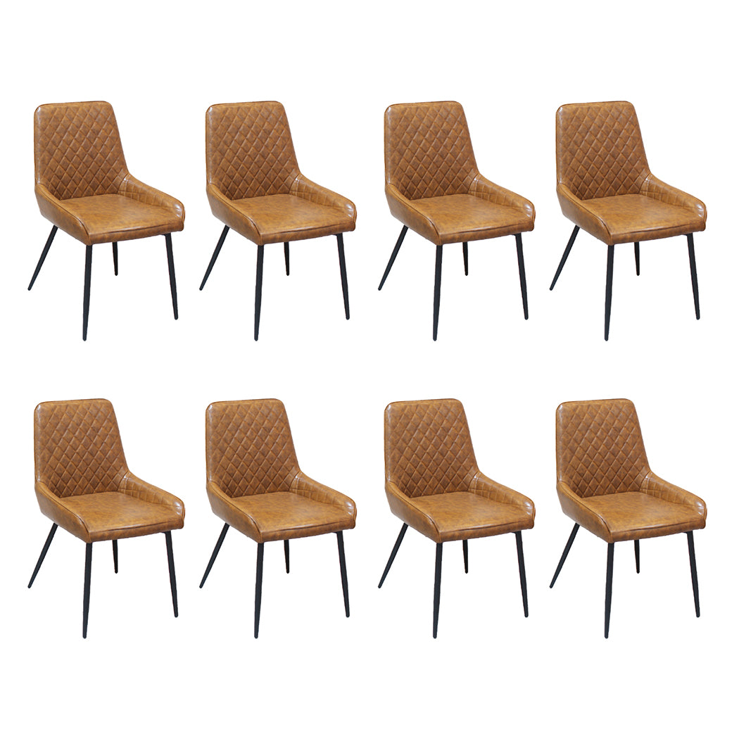 Dining Chairs x 8 Padded Seat PU Faux Leather-1973193569330139136