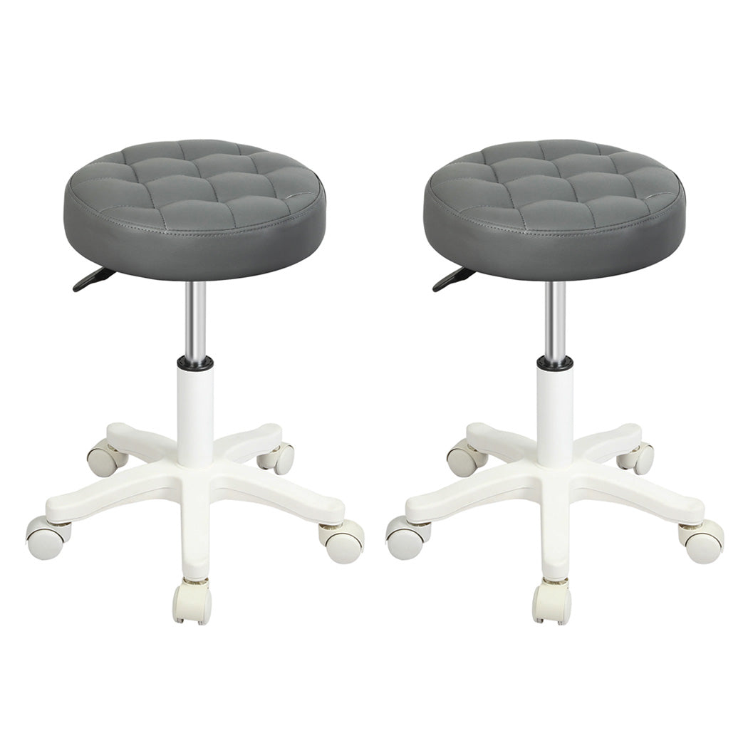 Levede 2x Rolling Bar Stool Swivel Salon SPA Chair Grey-1973193552037023744