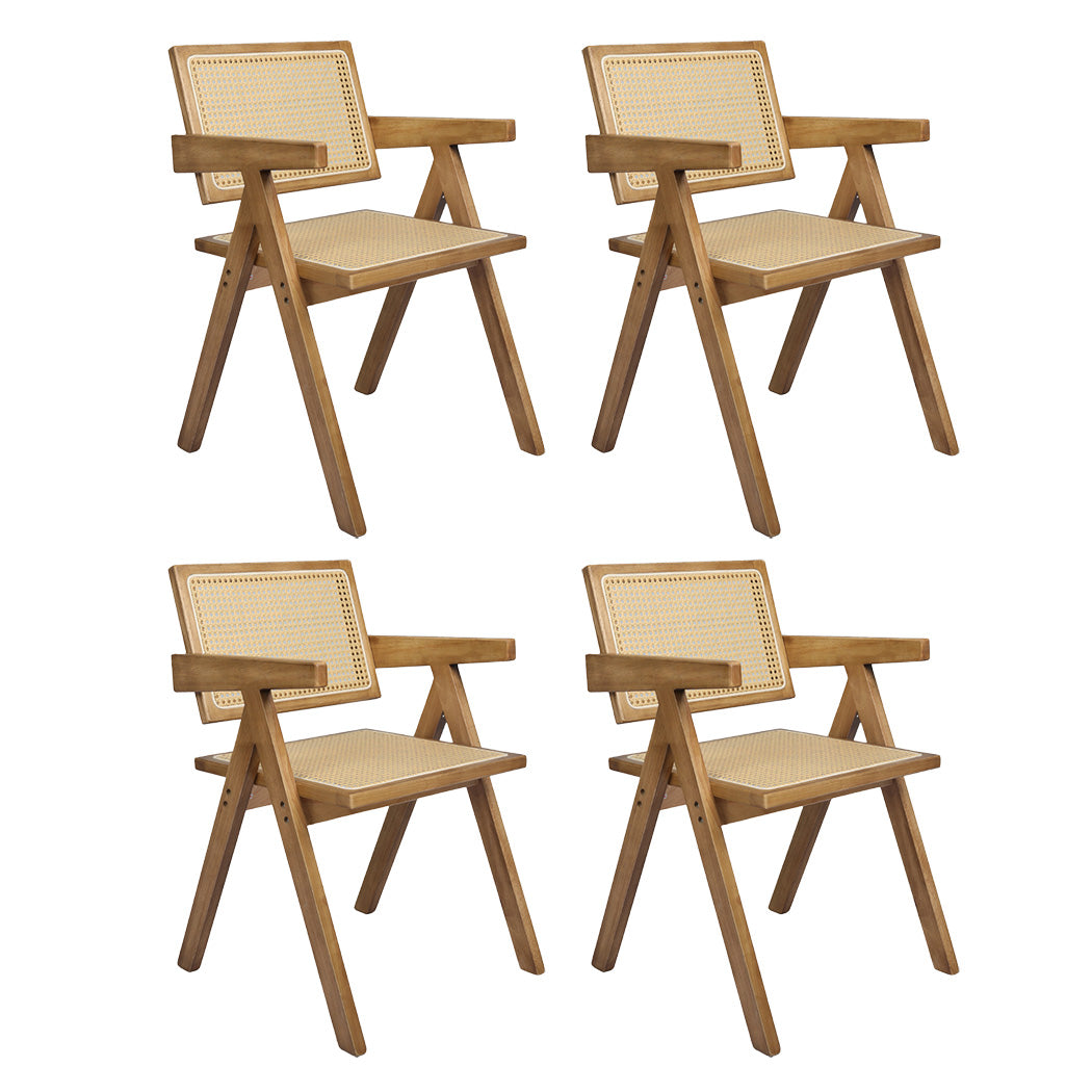 Levede 4x Dining Chair Solid Wood Rattan-1973193563965624320