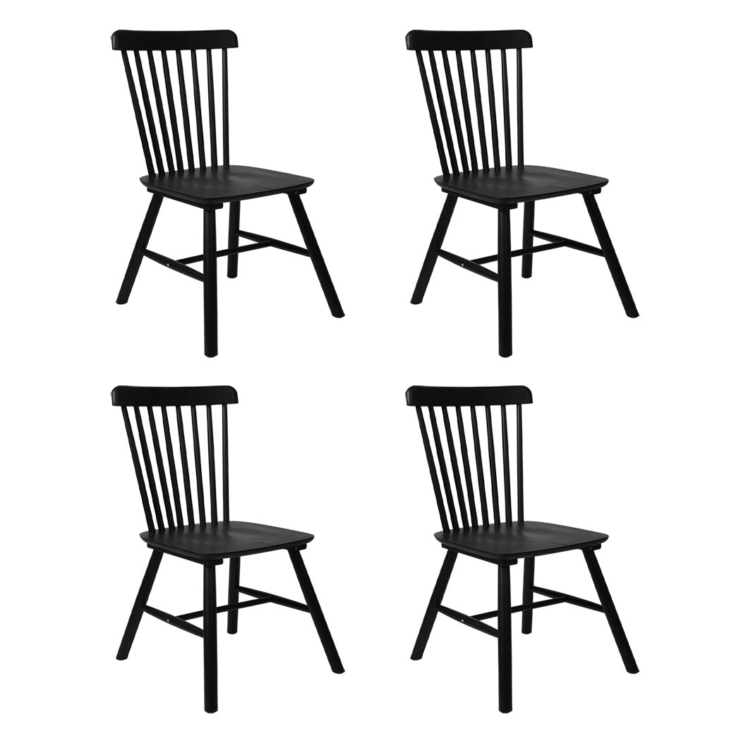 Levede 4x Dining Chairs Kitchen Winsor Black-1973193552800387072