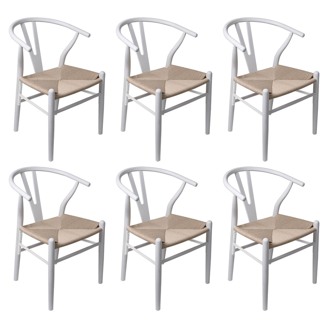 Levede 6x Dining Chairs Wooden Hans White-1973193557242155008