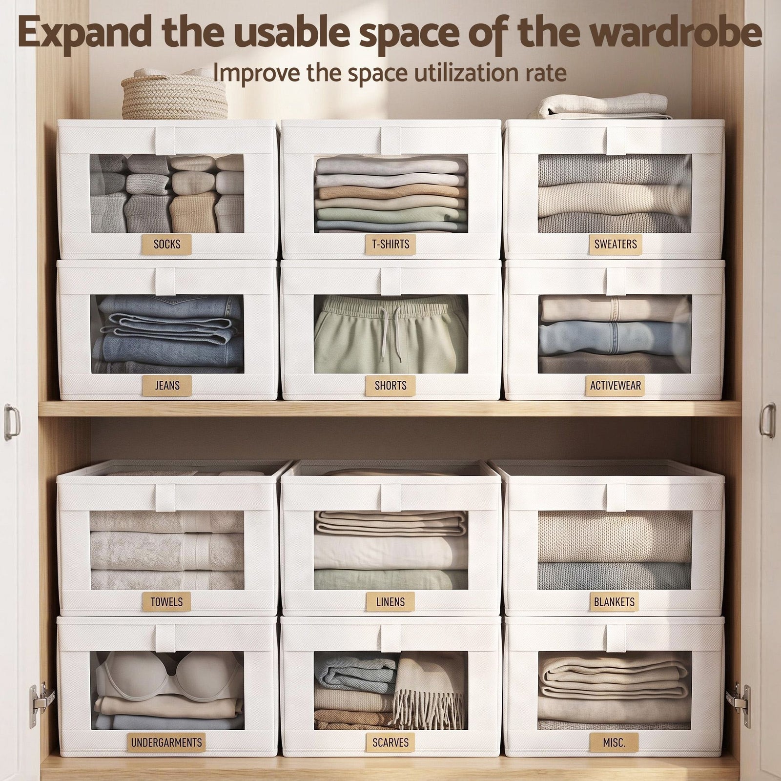 Artiss 6 Pack Linen Closet Organizers and Storage Foldable Clothing Bins