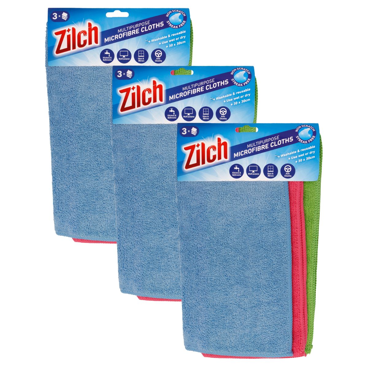 3x Zilch 30x30cm Microfibre Cloth 3pk-1973193607439585282
