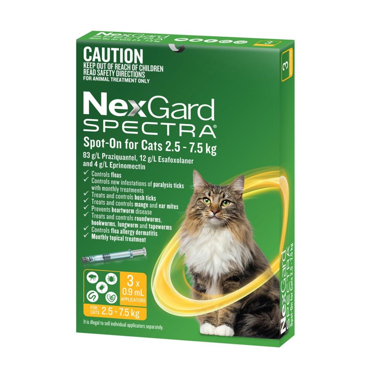 NexGard Spectra Spot-on Cats 2.5-7.5kg 3pk-1973193603236892672