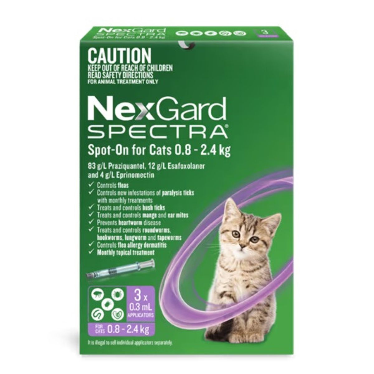 NexGard Spectra Spot-on Cats 0.8-2.4kg 3pk-1973193603580825601