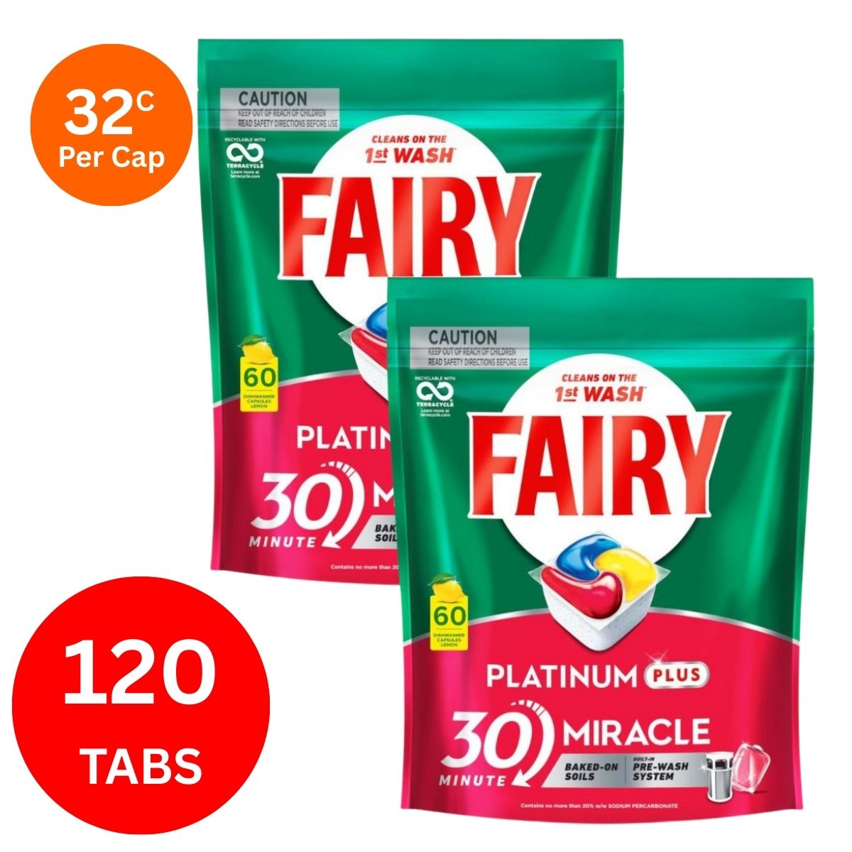 Fairy Platinum Plus x 120 Lemon Dishwasher Tablets-1973193595024445443