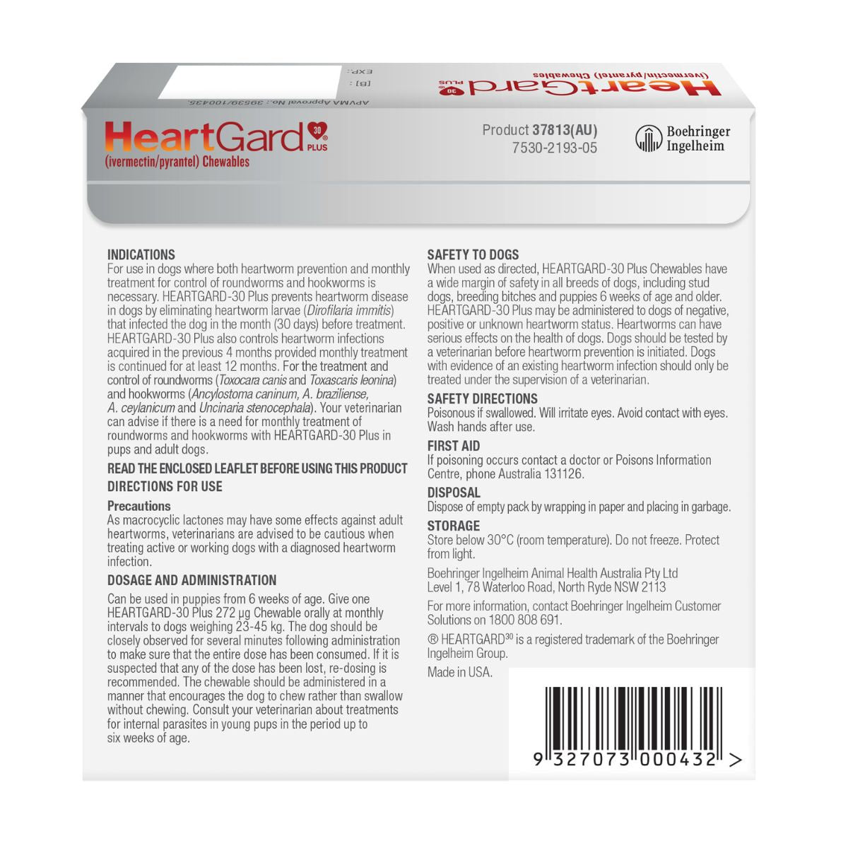 Heartgard 30 Plus Dog 23-45kg Brown 6pk-1973193599839506433