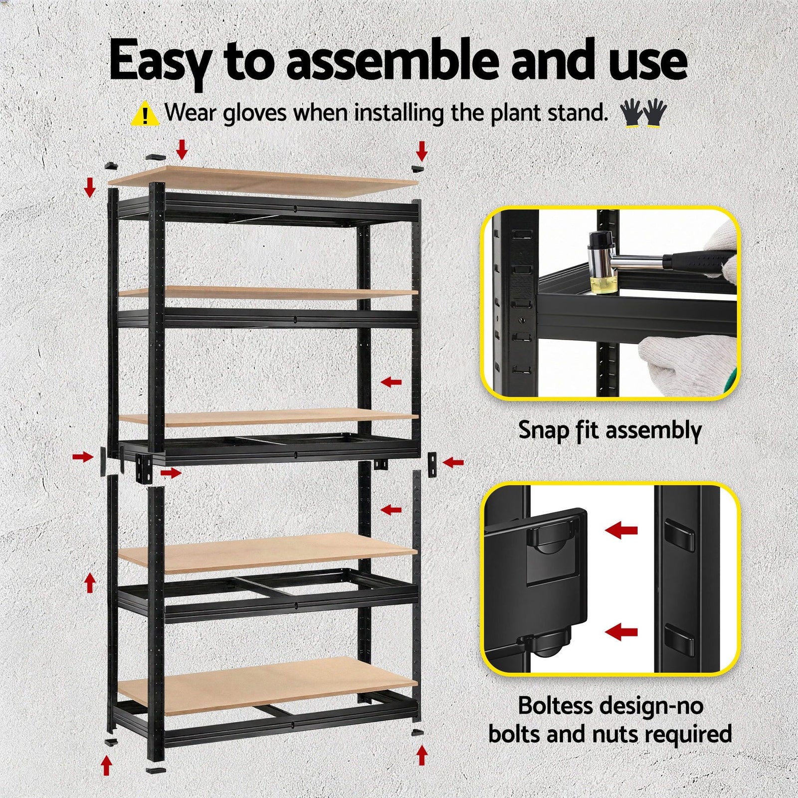 Giantz 2-Rack Garage Shelving 1.6X0.8m MDF Warehouse Shelves Storage Rack Black